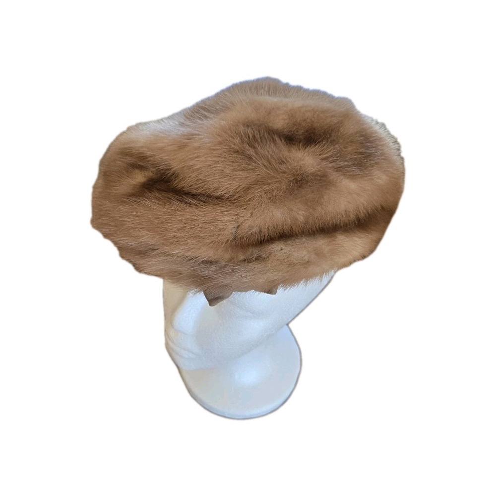 Vintage 1950s Miss Allegra Genuine Tan Mink Exquisite Beret/Hat XSmall EUC 20"